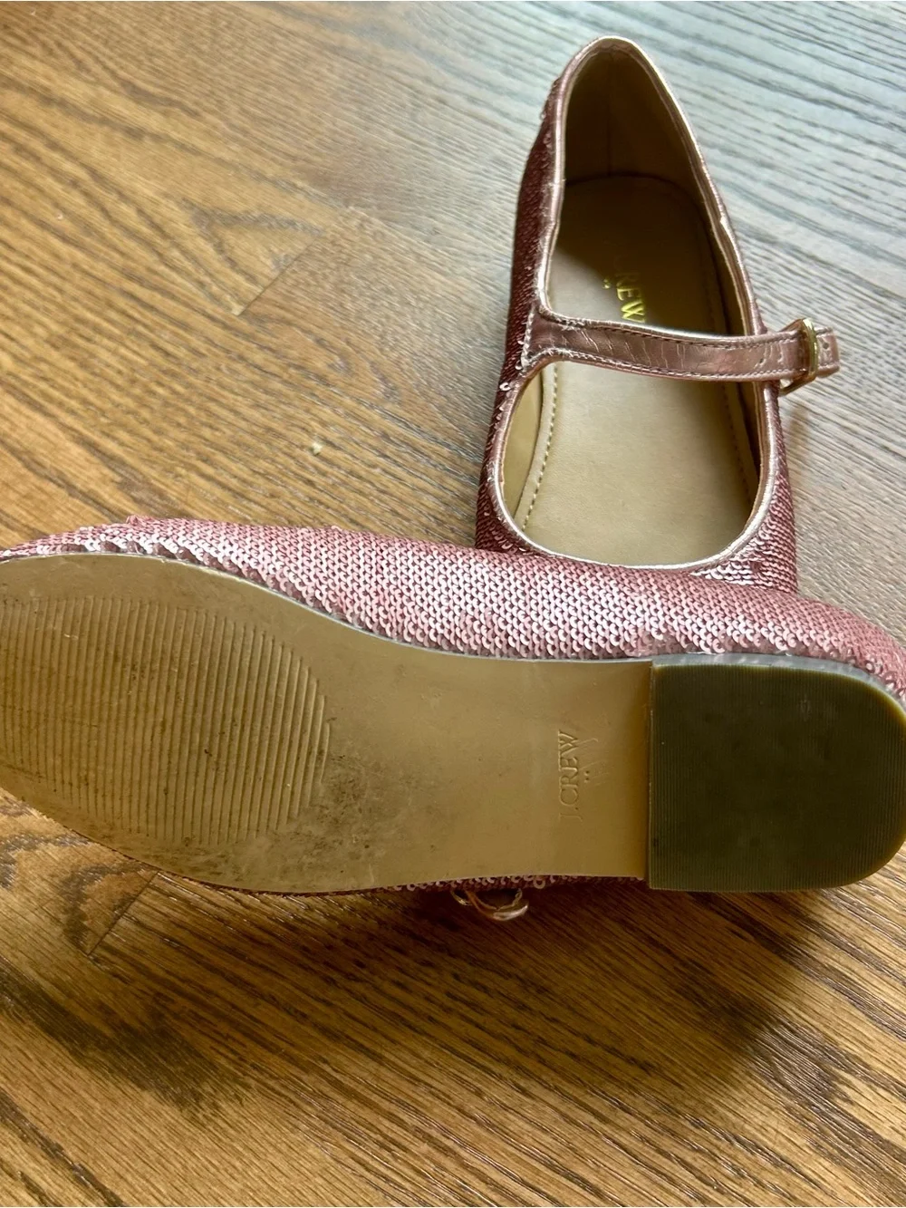 J. Crew Factory Girls Metallic sequin Mary Jane Flats